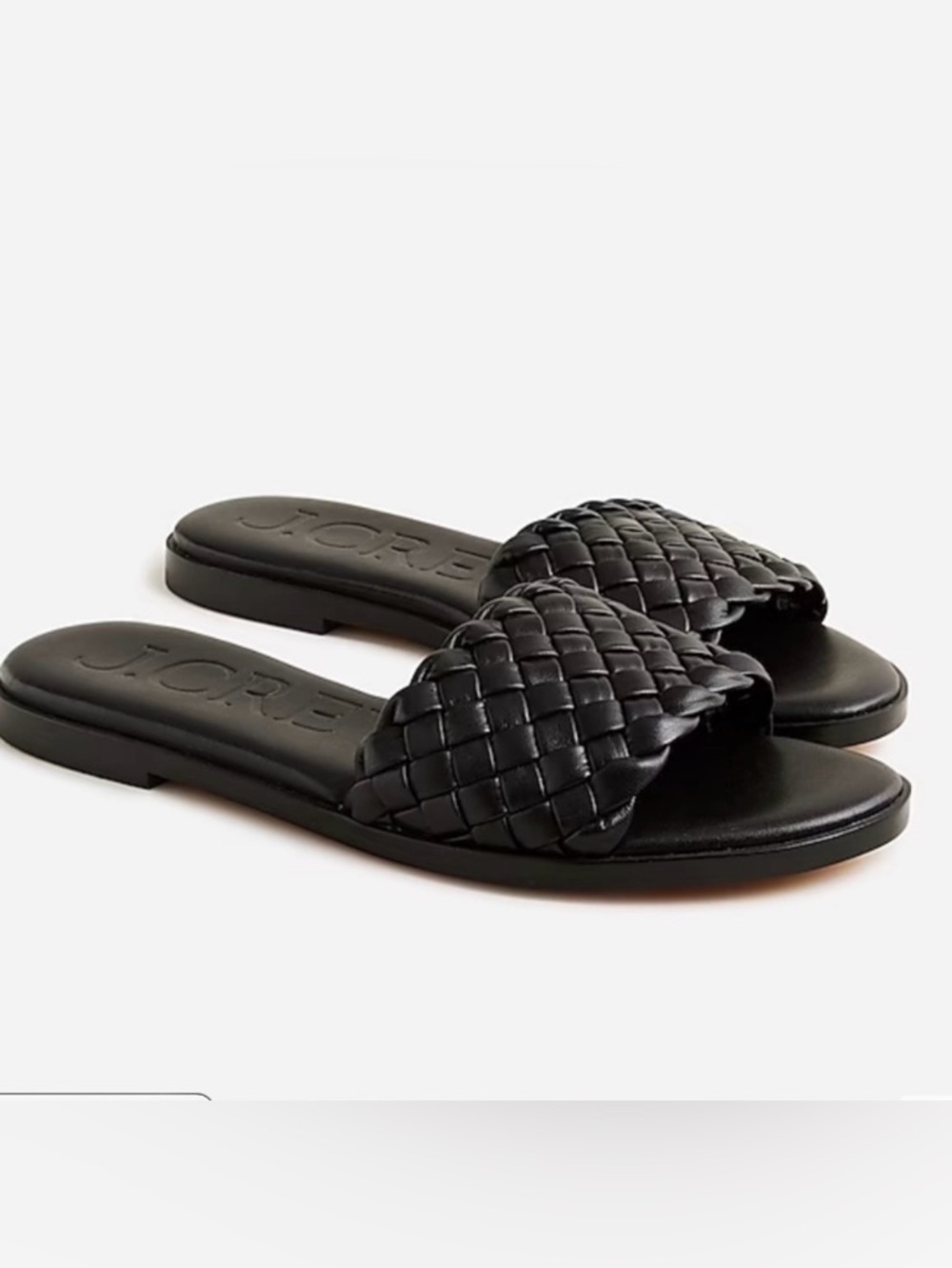 J. Crew Georgina Black Leather Woven Slide Sandals with Braided Strap